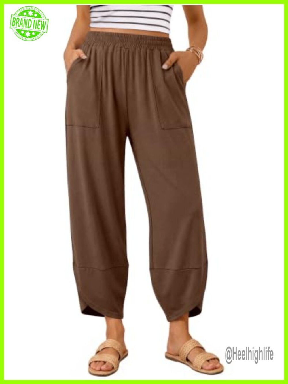 Wide Leg Capri Palazzo Harem Pants with Pockets